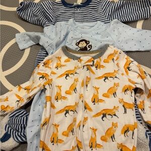 Little Me Blue and Orange Fox Pajamas Set